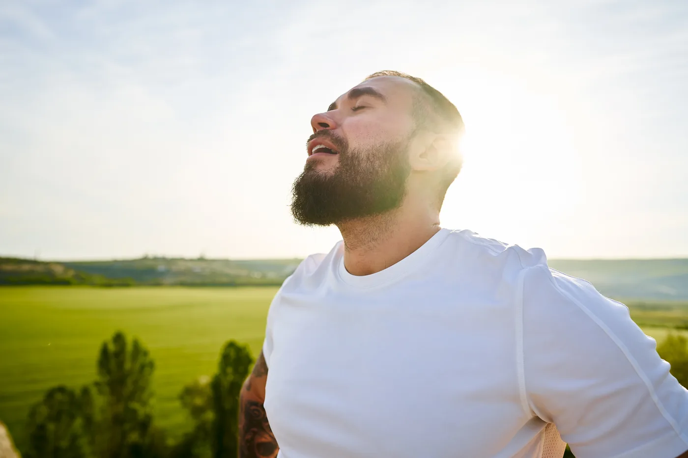 A patient with a clear head breathing freely after private sinus surgery